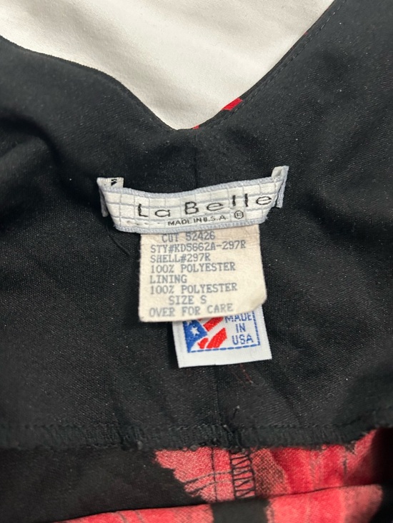 Vintage Late 90s La Belle Black Sleeveless Dress with Red Floral Print - Picture 3 of 8